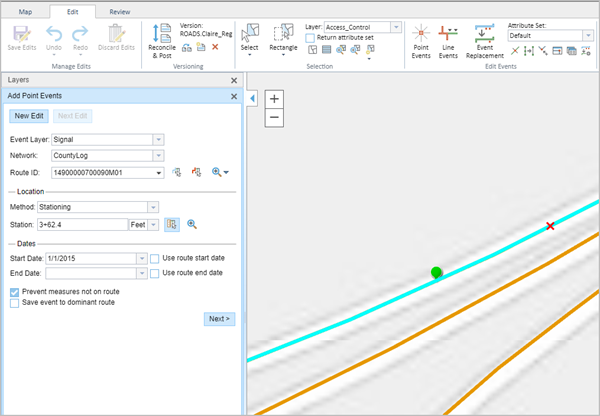 Adding point events using stationing